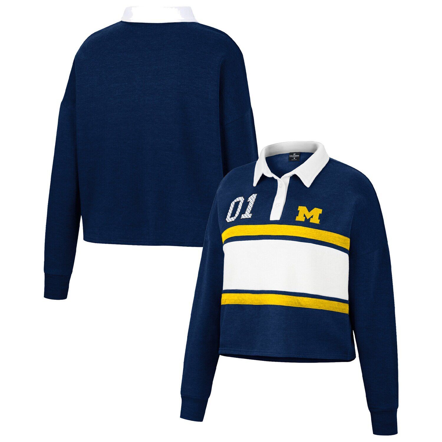 

Женская рубашка по регби с длинным рукавом Colosseum Navy Michigan Wolverines I Love My Job Colosseum