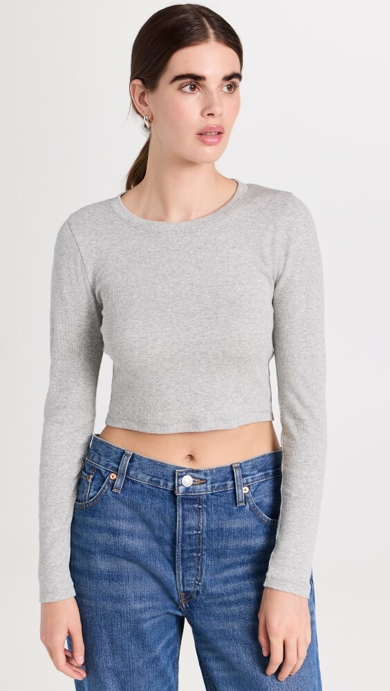

Футболка Madewell Long Sleeve Crop, серый