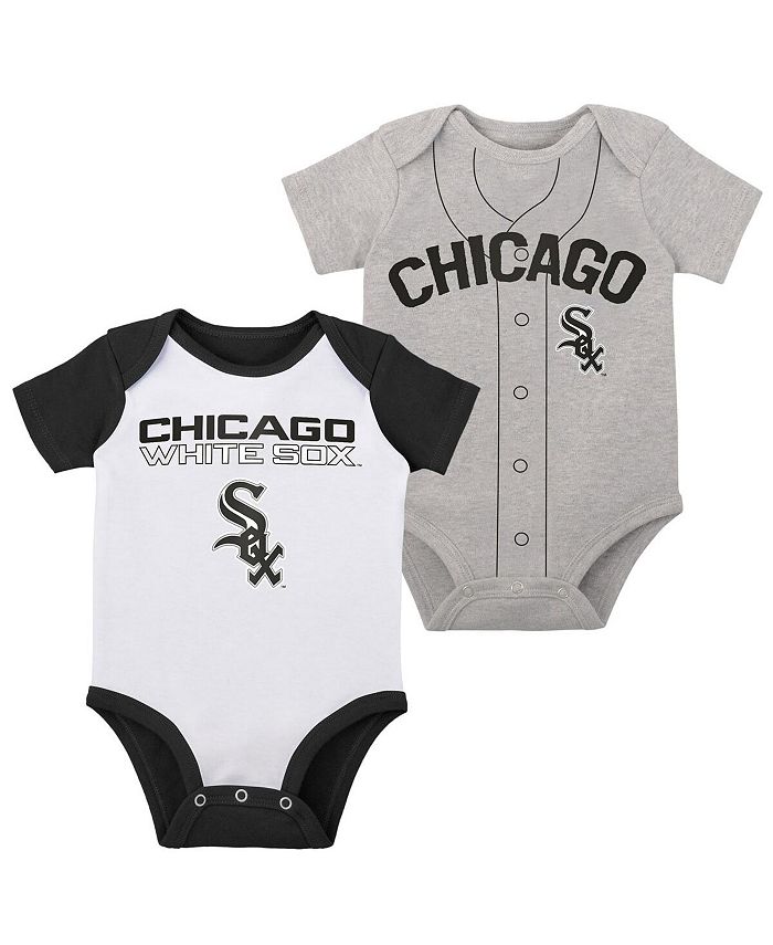 Комплект боди из двух комплектов для новорожденных белого, серо-хизерового цвета Chicago White Sox Little Slugger Outerstuff, белый