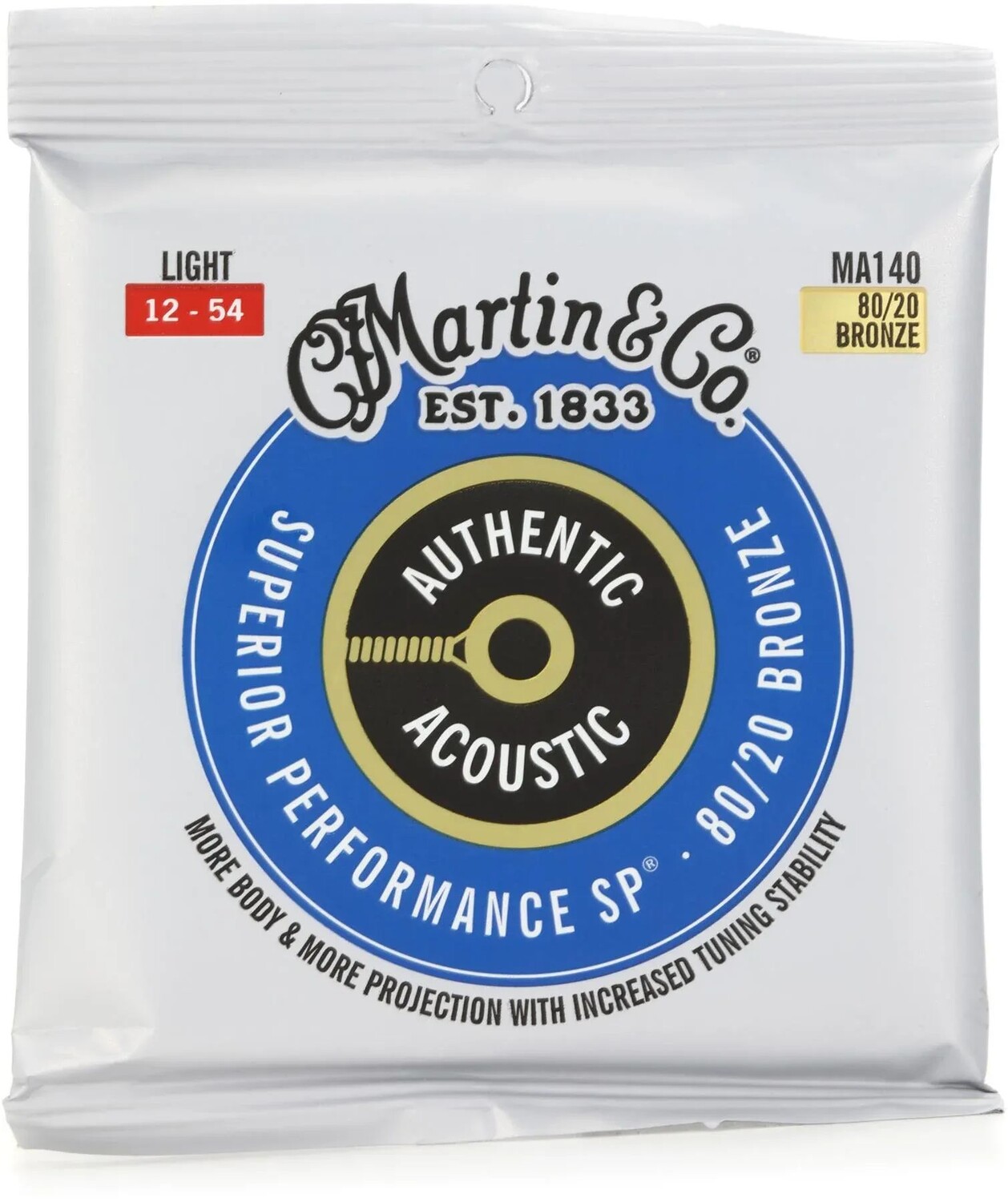 

Martin MA140 Authentic Acoustic Superior Performance 80/20 Бронзовые гитарные струны — .012-.054 Светлые