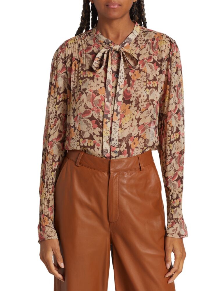 

Блузка с цветочным принтом и завязками на шее Polo Ralph Lauren, цвет Fall Floral