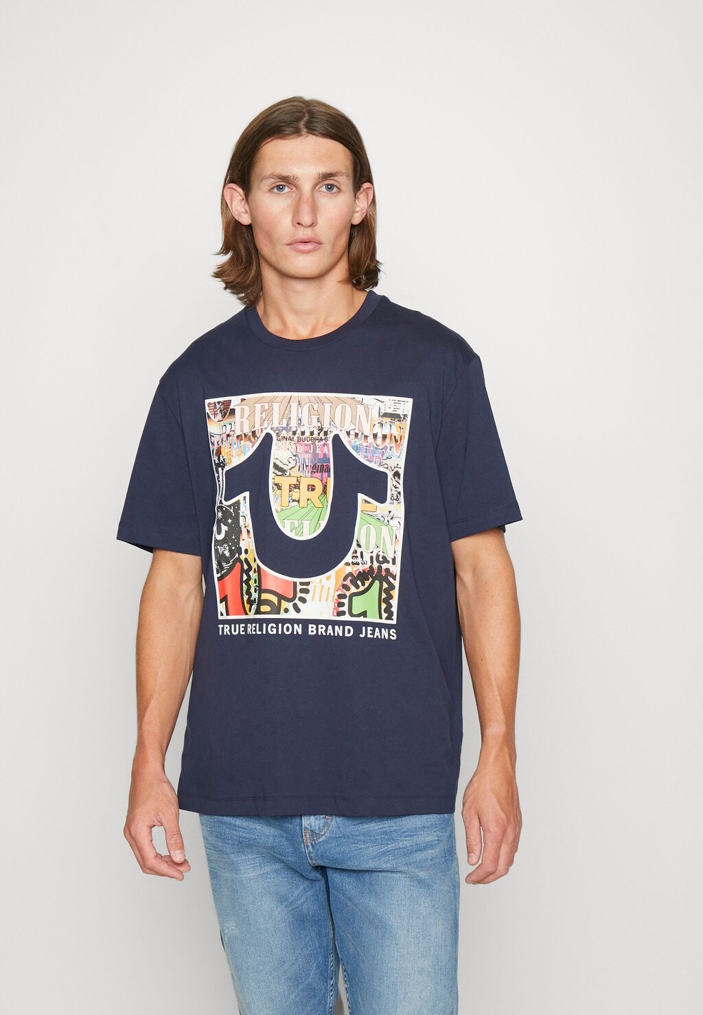 

Футболка с принтом True Religion, темно-синий
