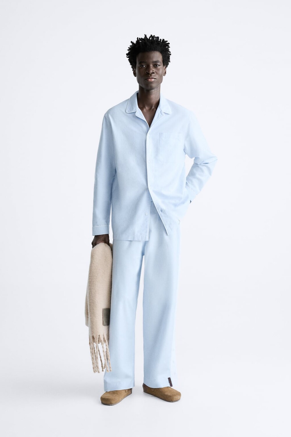

Брюки с тесьмой по бокам ZARA, синий