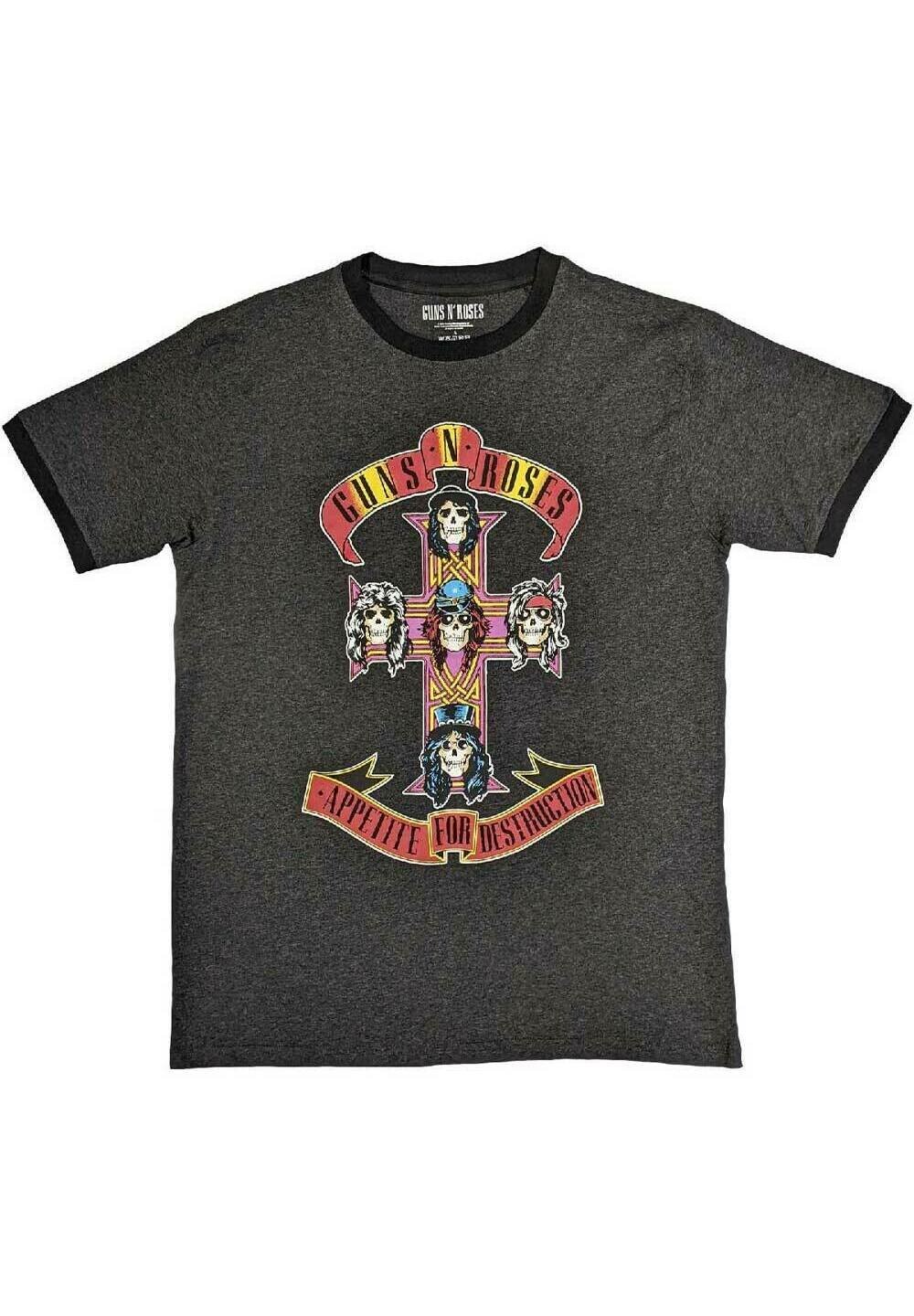 

Футболка с принтом GUNS N ROSES APPETITE FOR DESTRUCTION RINGER Paradiso Clothing, черный