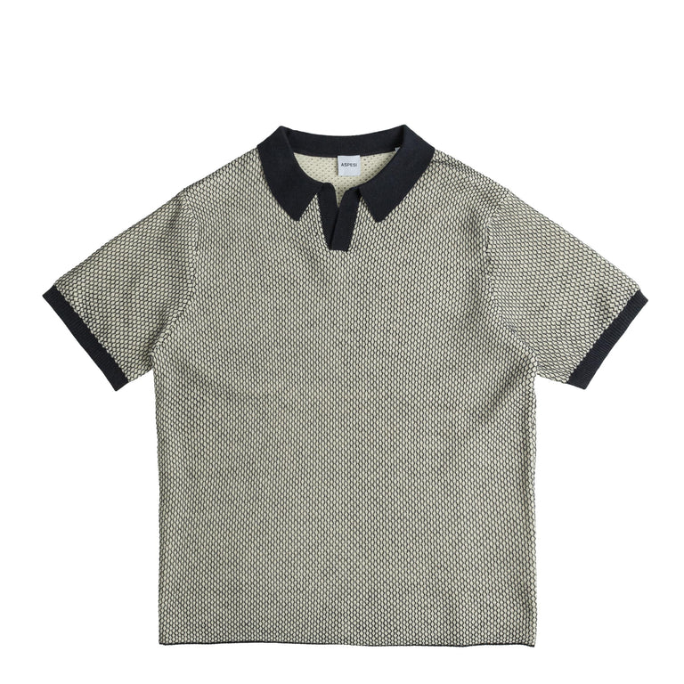 Футболка Aspesi Short Sleeve Knitted Polo Shirt ASPESI, синий