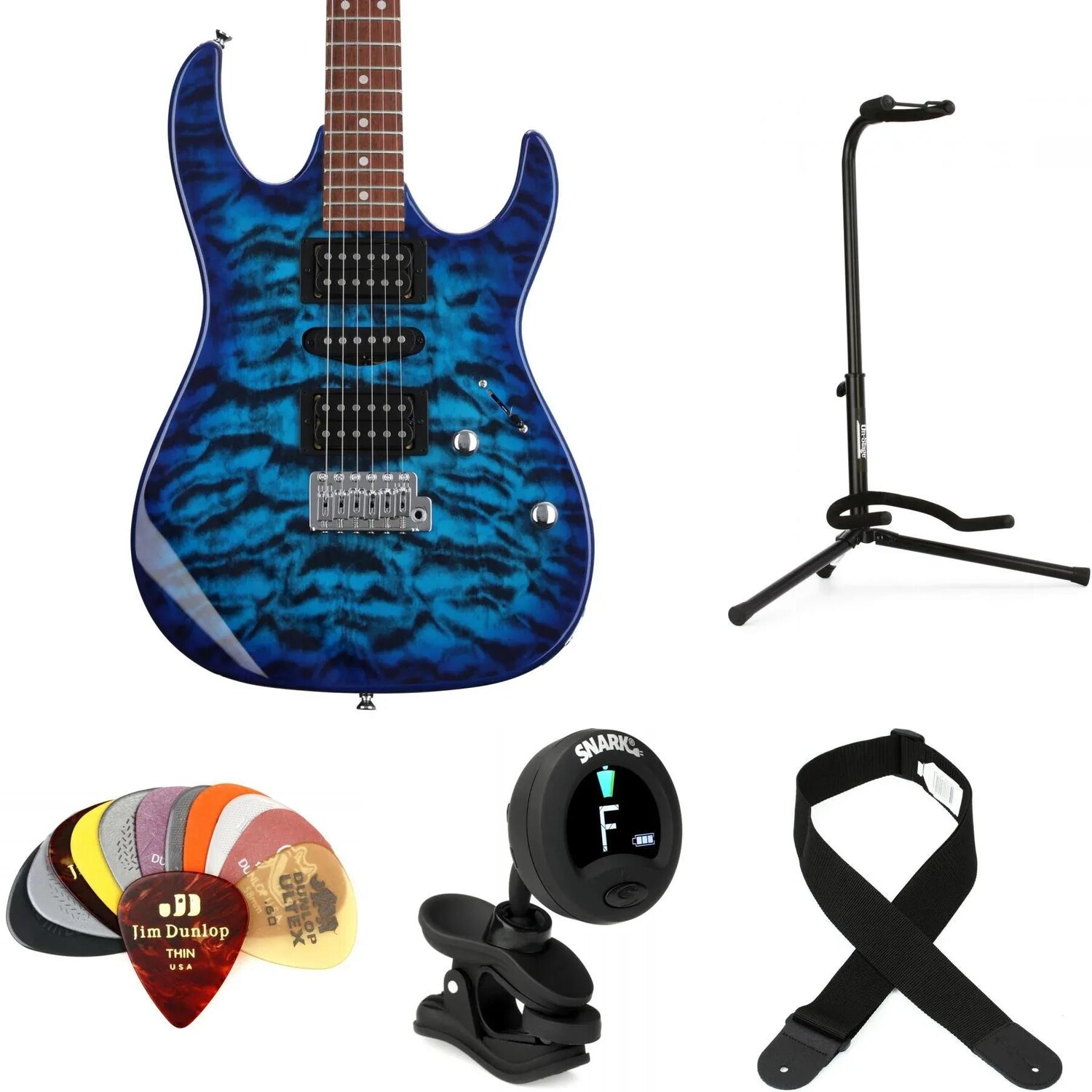 

Комплект предметов для электрогитары Ibanez Gio GRX70QA — Transparent Blue Burst