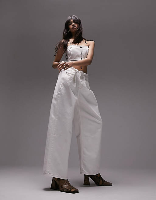 

Белый джинсовый корсет-поппер Topshop