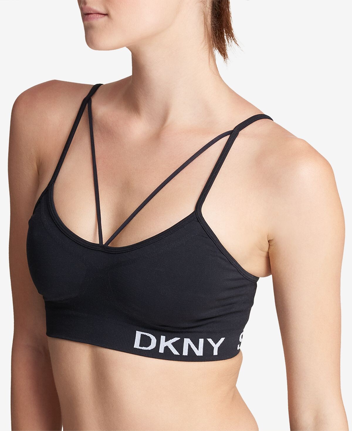 

Спортивный бюстгальтер с низкой ударной нагрузкой на бретелях DKNY, черный