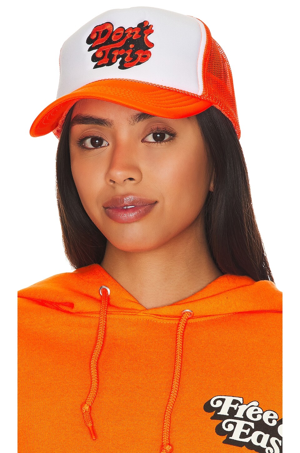 

Кепка Free & Easy Don't Trip Embroidered Trucker, цвет White and Neon Orange