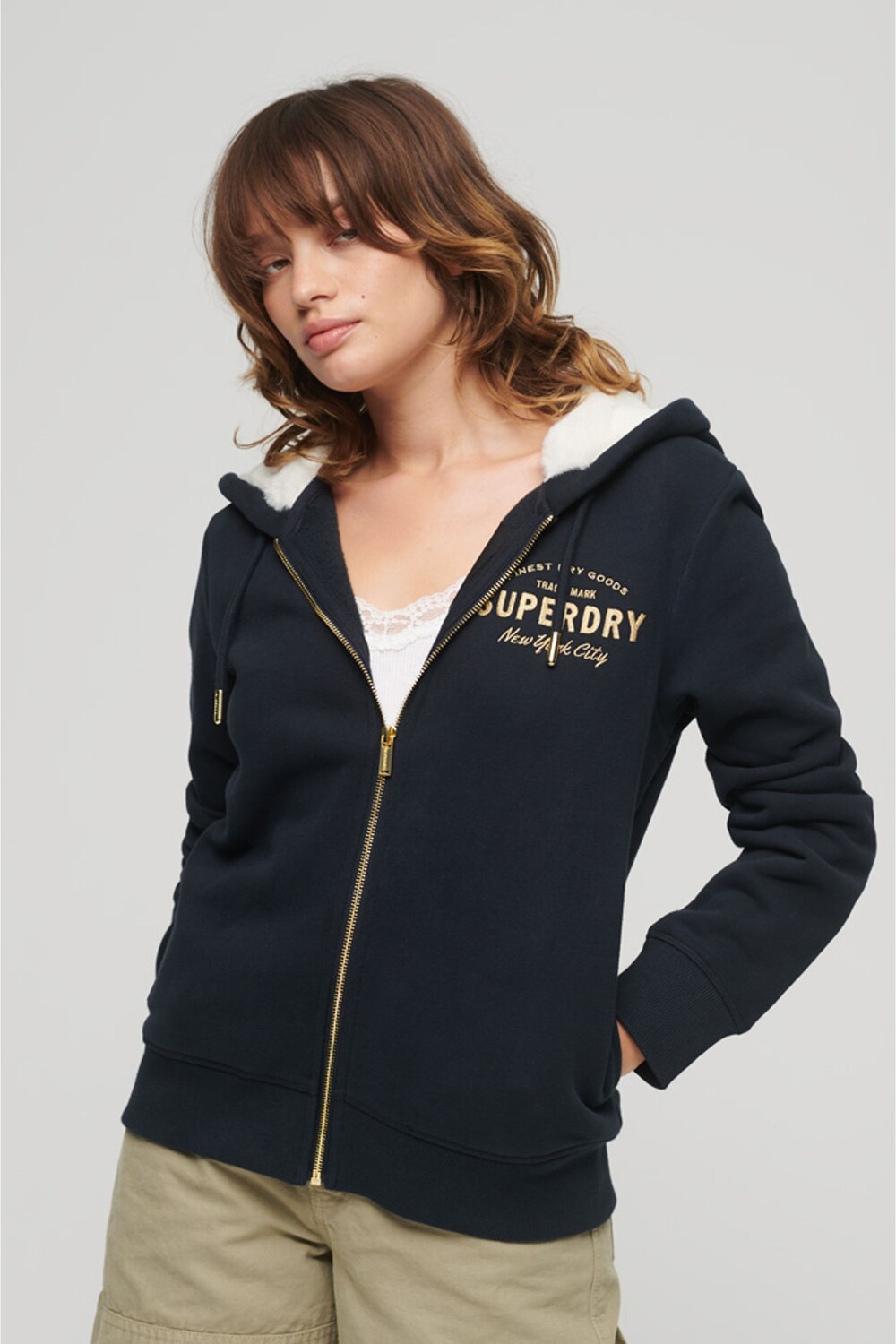 

Толстовка на молнии с логотипом Luxe Metallic Superdry, синий