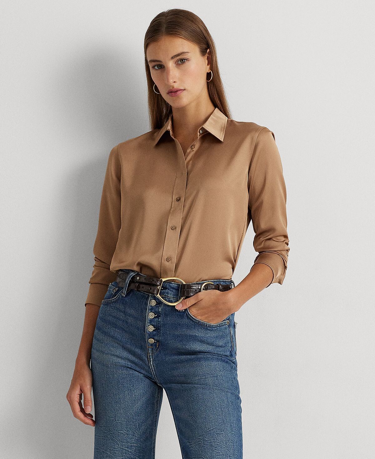 

Женская атласная рубашка из шармеза Lauren Ralph Lauren