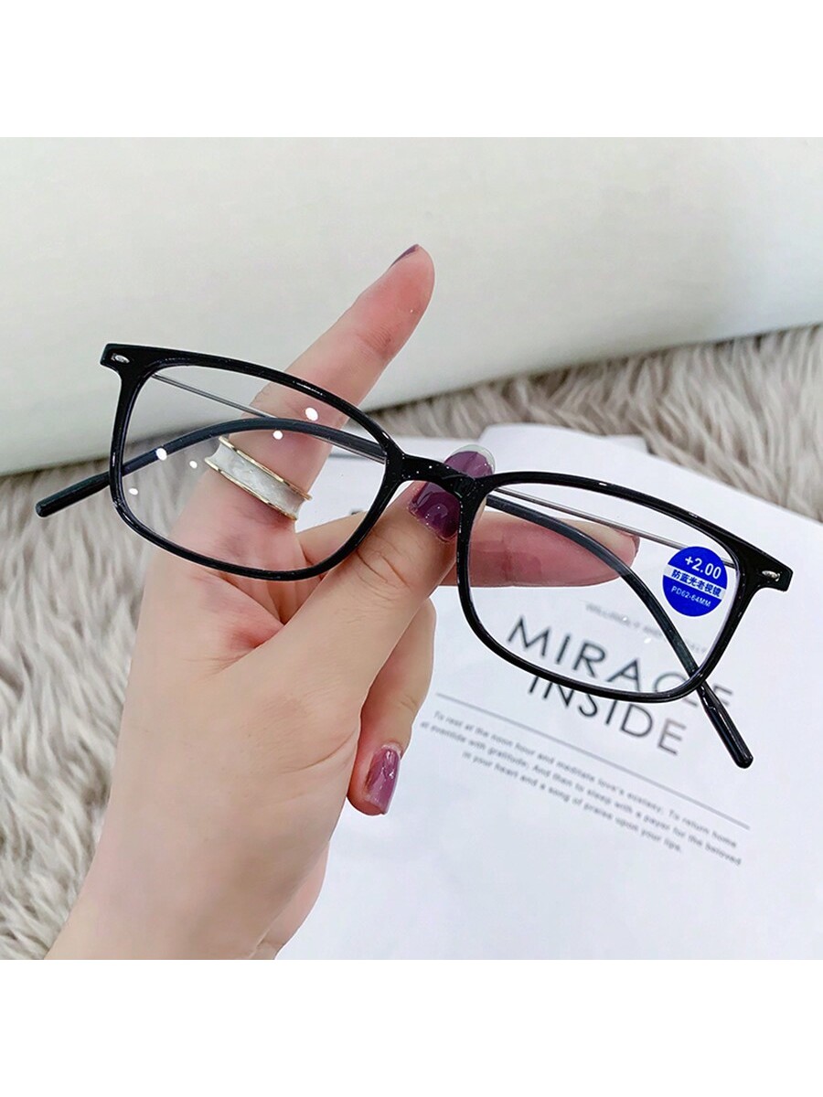 1 шт. женские синие квадратные пластиковые оправы, черный ультралегкие очки elbru tr90 в стиле ретро для чтения с маленькой оправой hd пресбиопическая лупа ультралегкие противоскользящие очки с резино