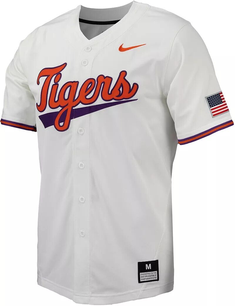 

Мужская белая бейсбольная майка с пуговицами Nike Clemson Tigers