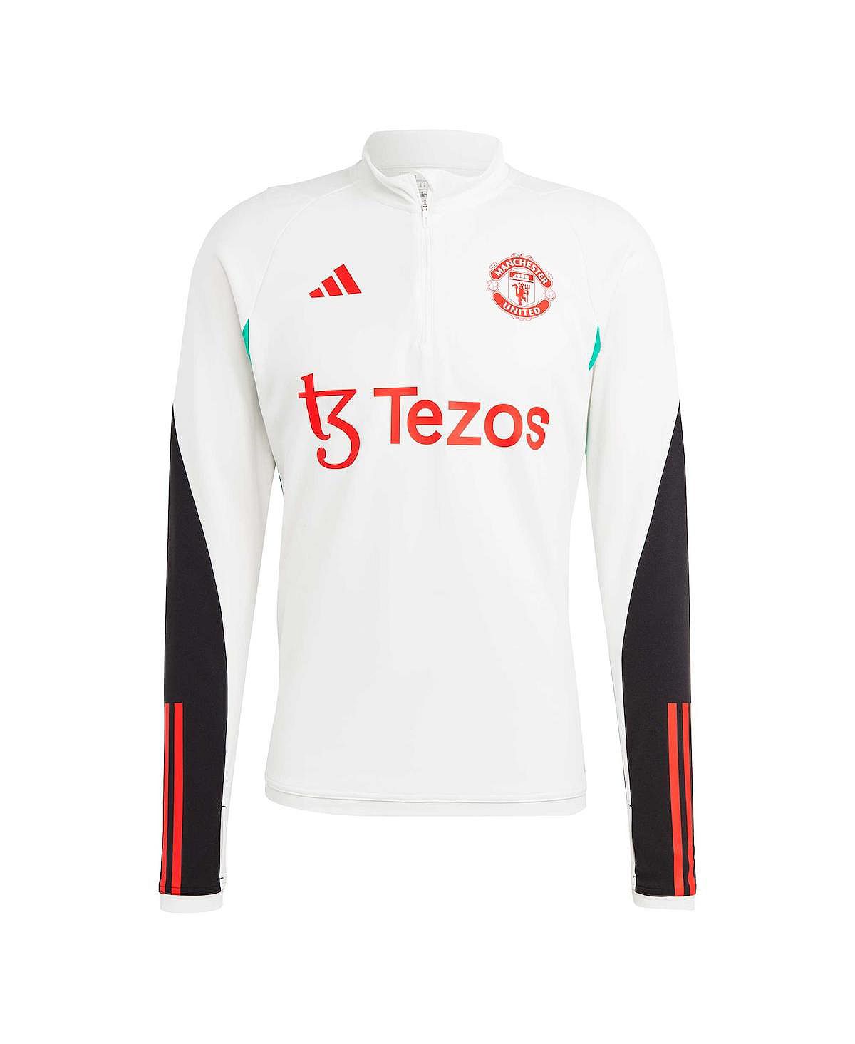 Мужская белая футболка Manchester United 2023/24, тренировочная, с молнией на четверть, AEROREADY adidas