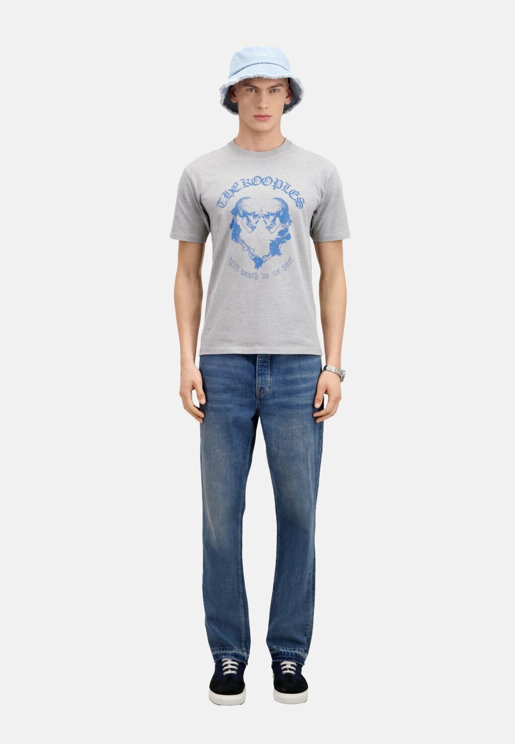 

Футболка с принтом MANCHES COURTES The Kooples, цвет grey melange