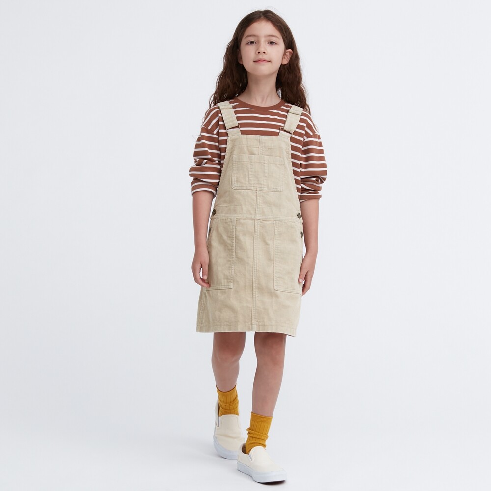

Юбка Uniqlo вельветовая на подтяжках, бежевый