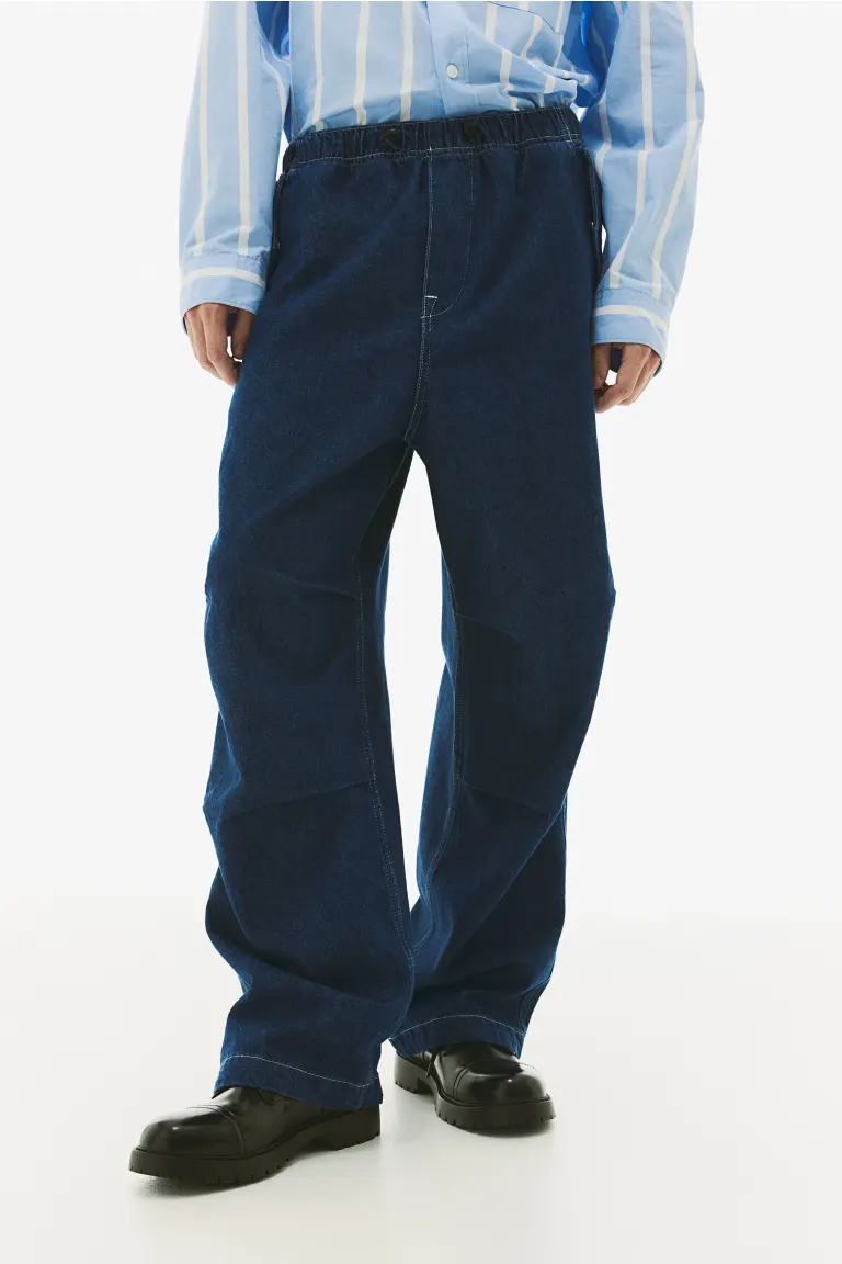 Широкие брюки свободного кроя H&M, синий брюки свободного кроя h