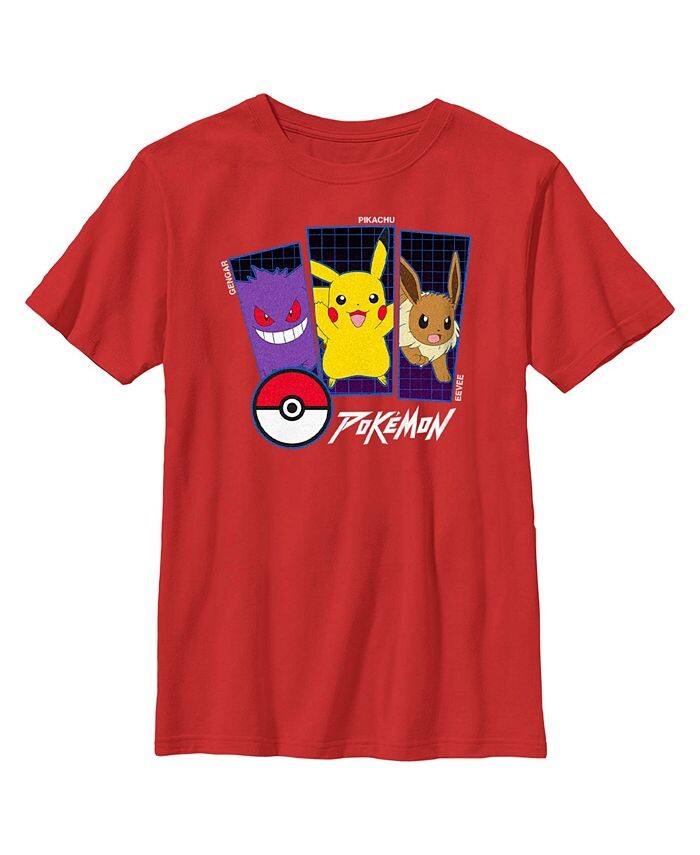 

Детская футболка Pokemon Classic Trio Pokeball для мальчиков Nintendo, красный
