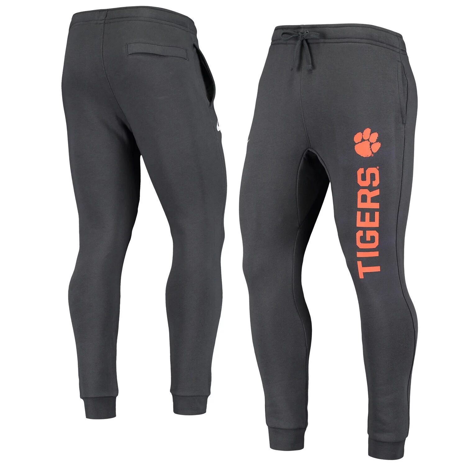 

Мужские флисовые джоггеры Clemson Tigers Primary Logo Club антрацитового цвета Nike, Черный