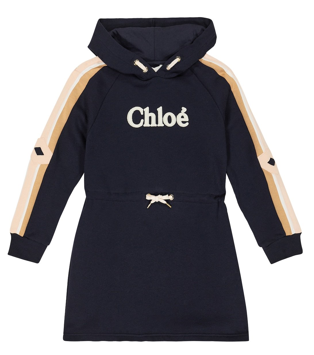 

Хлопковое платье с капюшоном и логотипом Chloé, синий