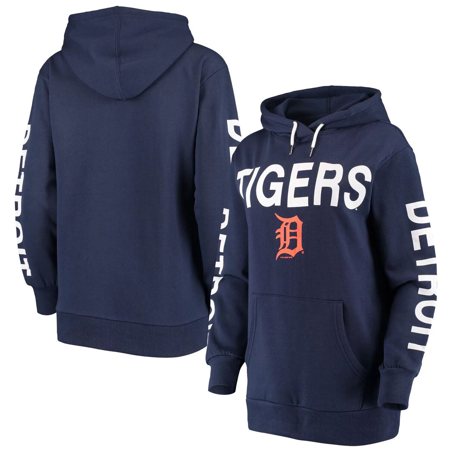 

Женский темно-синий пуловер с капюшоном G-III 4Her от Carl Banks Detroit Tigers Extra Inning с цветными блоками G-III