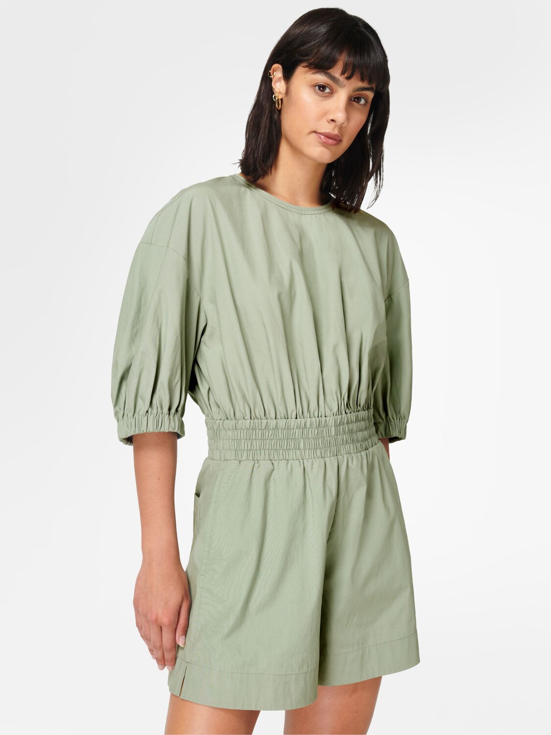 

Поплиновый комбинезон из шамбре Sweaty Betty Loren, Eau De Nil Green
