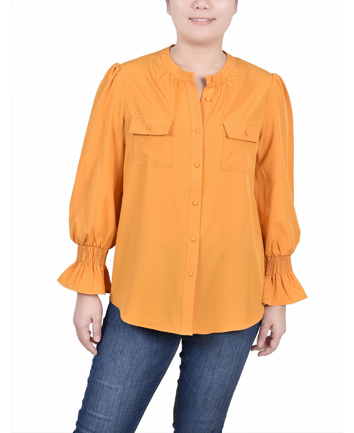 цена Женская блузка с Y-образным вырезом и длинными рукавами NY Collection
