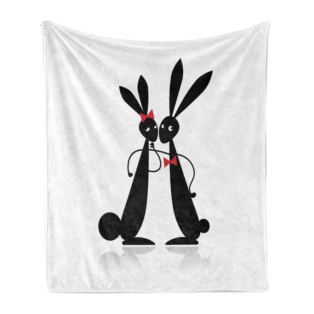 

Мягкое фланелевое флисовое одеяло ABAKUHAUS Rabbit, пара галстуков-бабочек в виде кролика, уютный плюш для использования в помещении и на улице, 125 x 175 см, ярко-серый киноварь