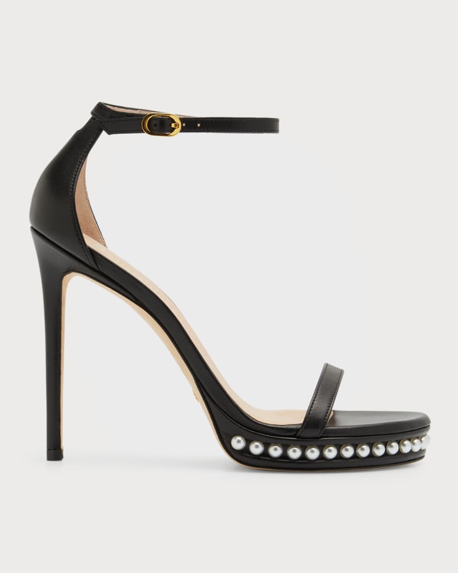 

Жемчужные сандалии на платформе Nudistdisco из овечьей кожи Stuart Weitzman