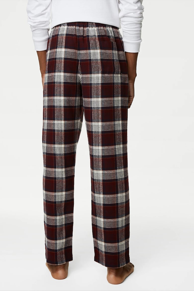 цена Длинная клетчатая пижама Marks & Spencer, бургундия