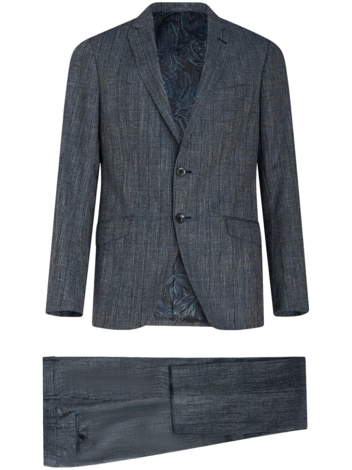 

ETRO клетчатый костюм с однобортным пиджаком, синий
