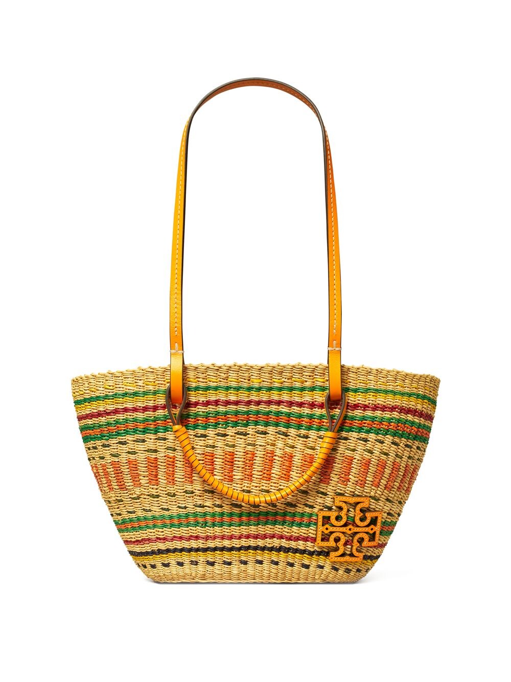 

Полосатая большая сумка из рафии Tory Burch, оранжевый