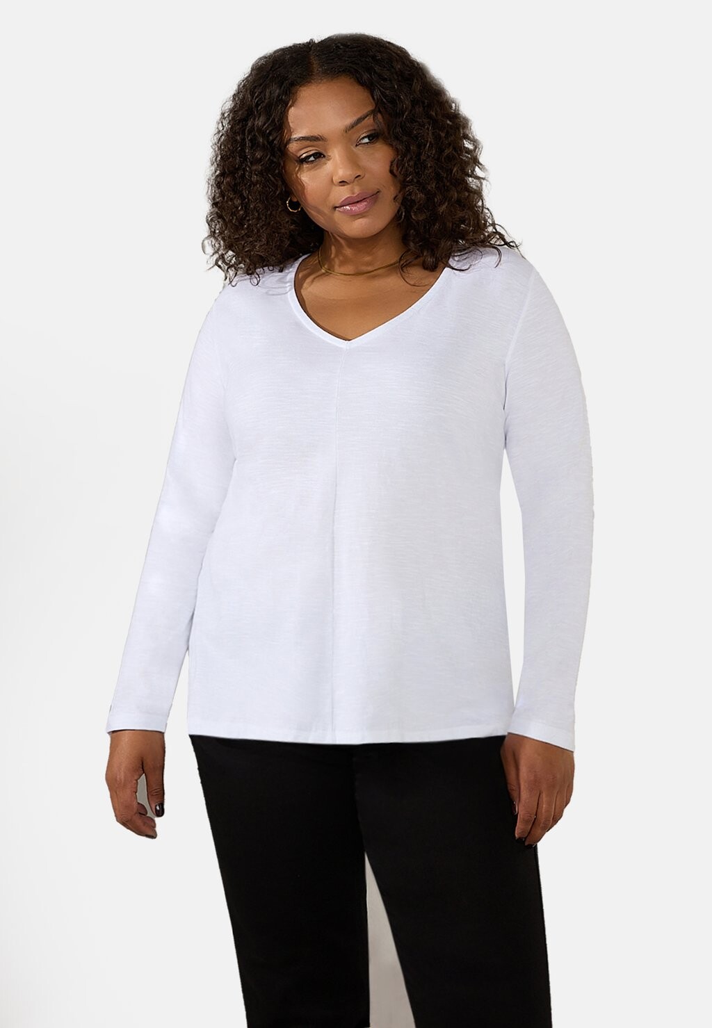 

Топ с длинными рукавами SLUB V NECK Live Unlimited London, цвет white
