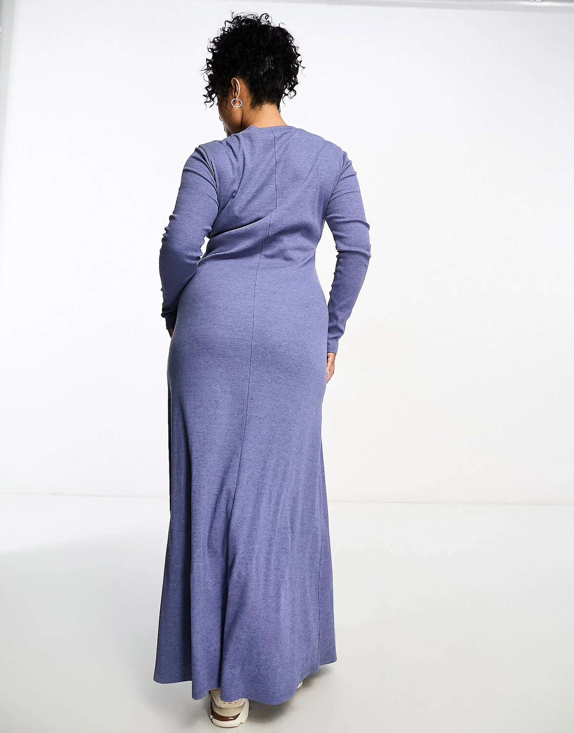 

Синее платье макси в рубчик с круглым вырезом ASOS DESIGN Curve