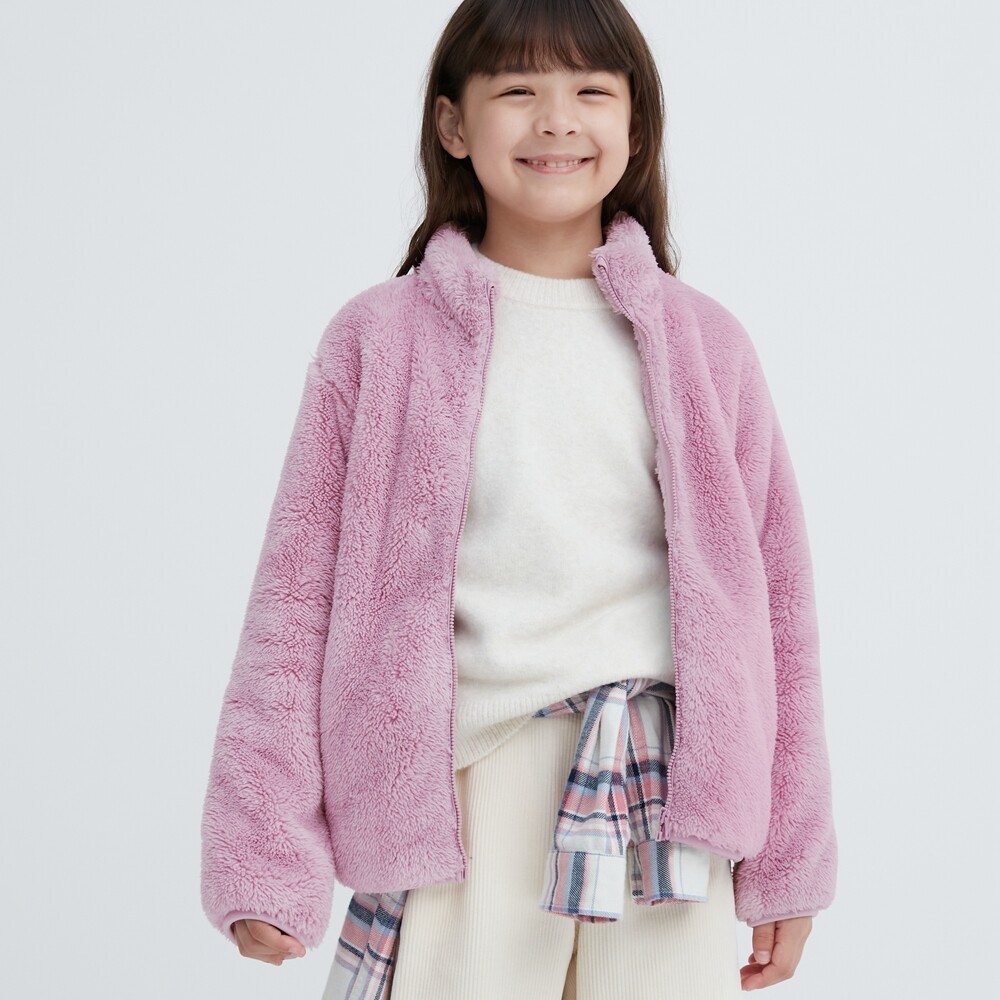 

Куртка Uniqlo унисекс бархатная флисовая на молнии с длинными рукавами, розовый
