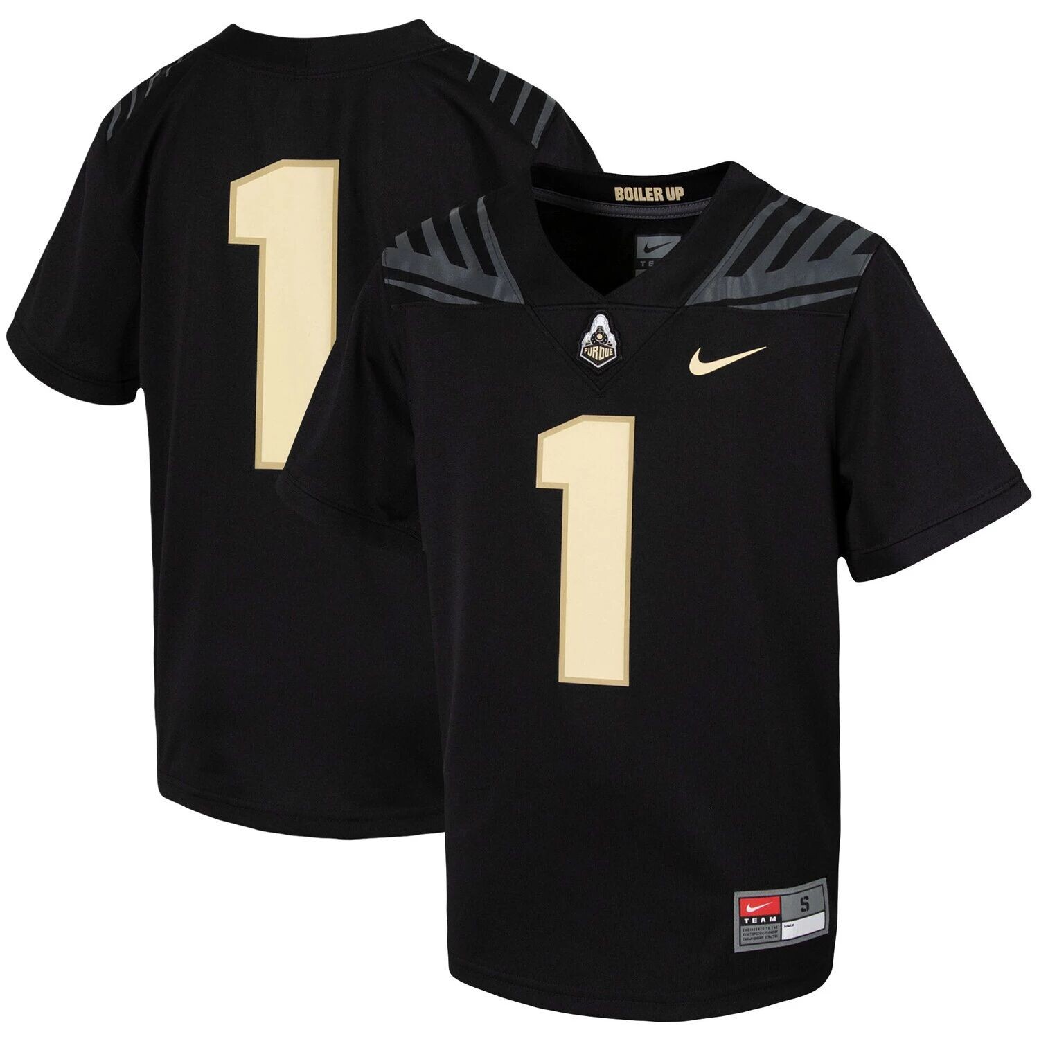 

Молодежное футбольное джерси Nike #1 Purdue Boilermakers Untouchable Black Nike