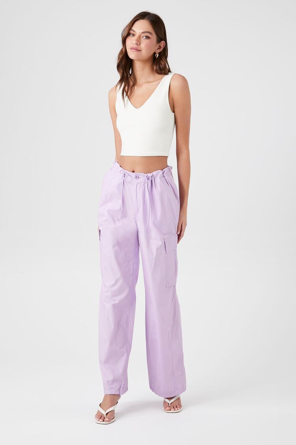 

Джоггеры карго из поплина Forever 21, лавандовый