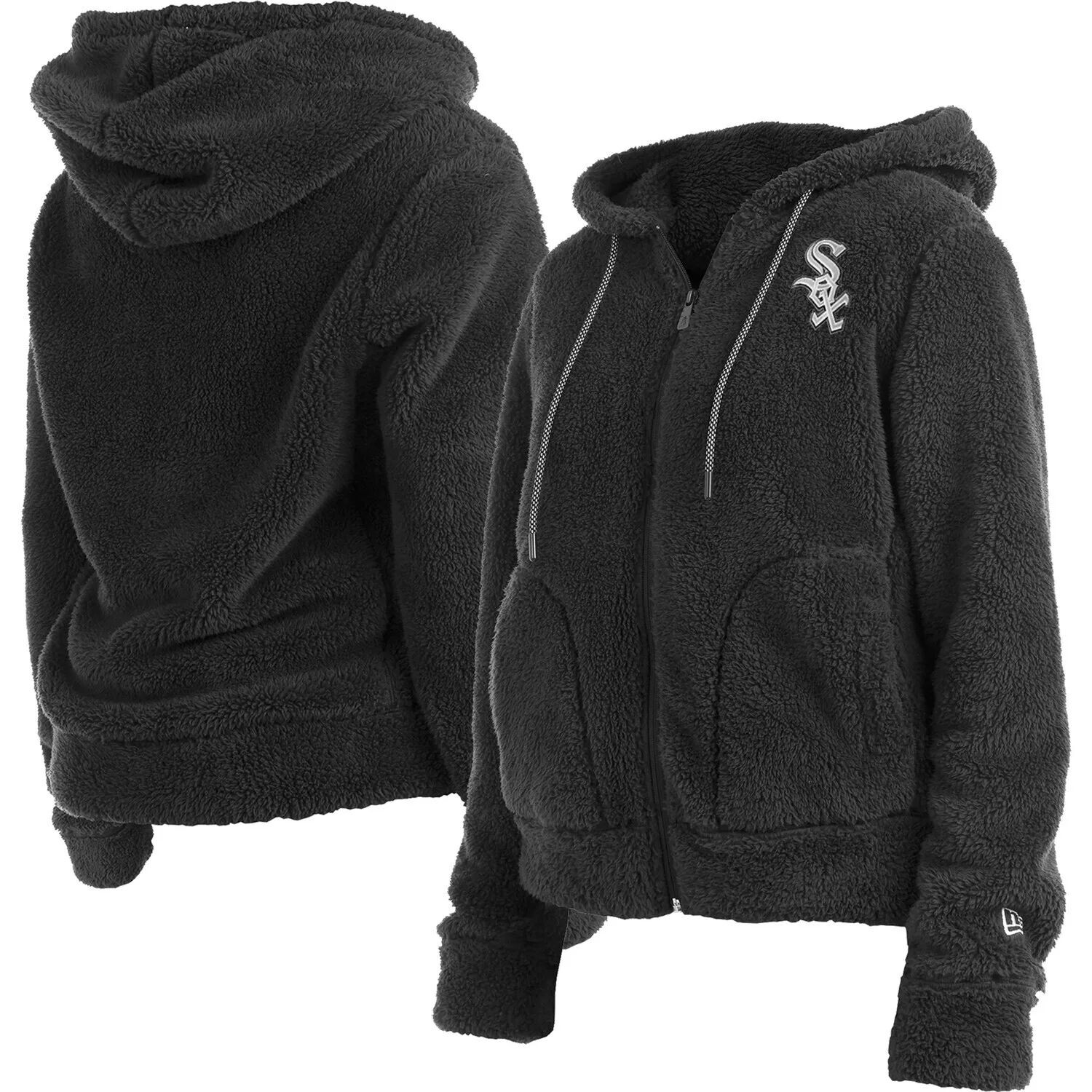 

Женская куртка New Era Black Chicago White Sox с молнией во всю длину из шерпы New Era