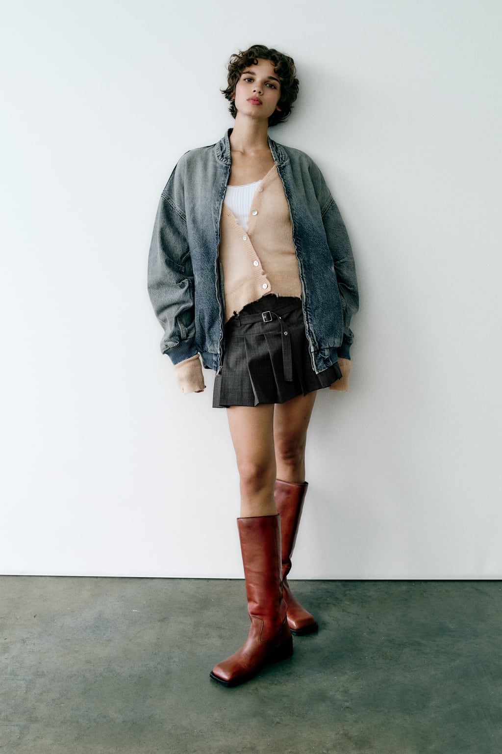 

Джинсовый бомбер оверсайз Trf ZARA, синий