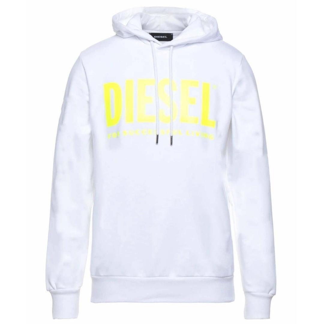 Белый худи с большим ярким логотипом Diesel, белый толстовка diesel размер xl черный
