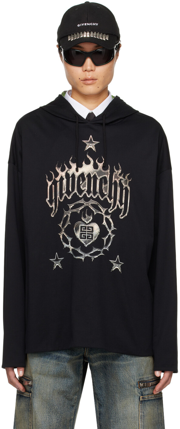 

Черный худи с приспущенными плечами Givenchy