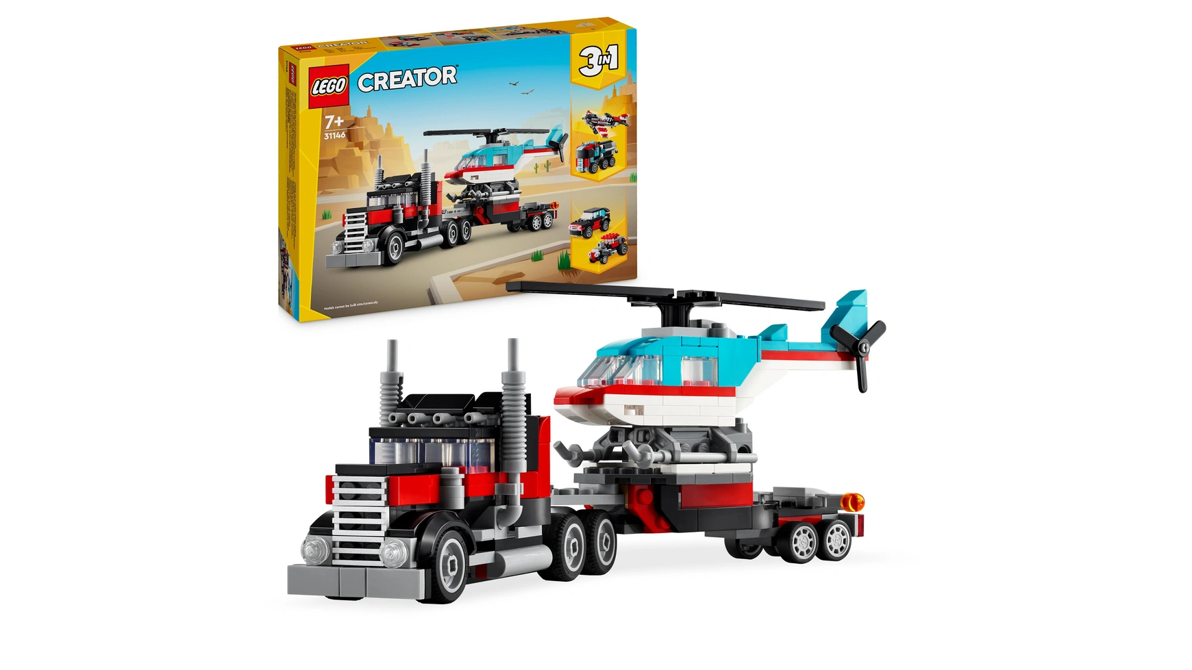 цена Lego Creator 3in1 Низкорамный грузовик с вертолетом