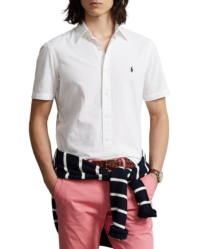 

Рубашка классического кроя из сирсакера с коротким рукавом Polo Ralph Lauren