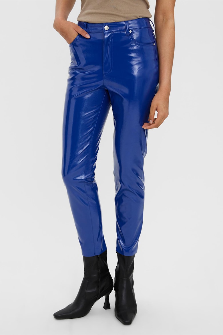 Лакированные брюки Brenda с высокой талией Vero Moda, синий