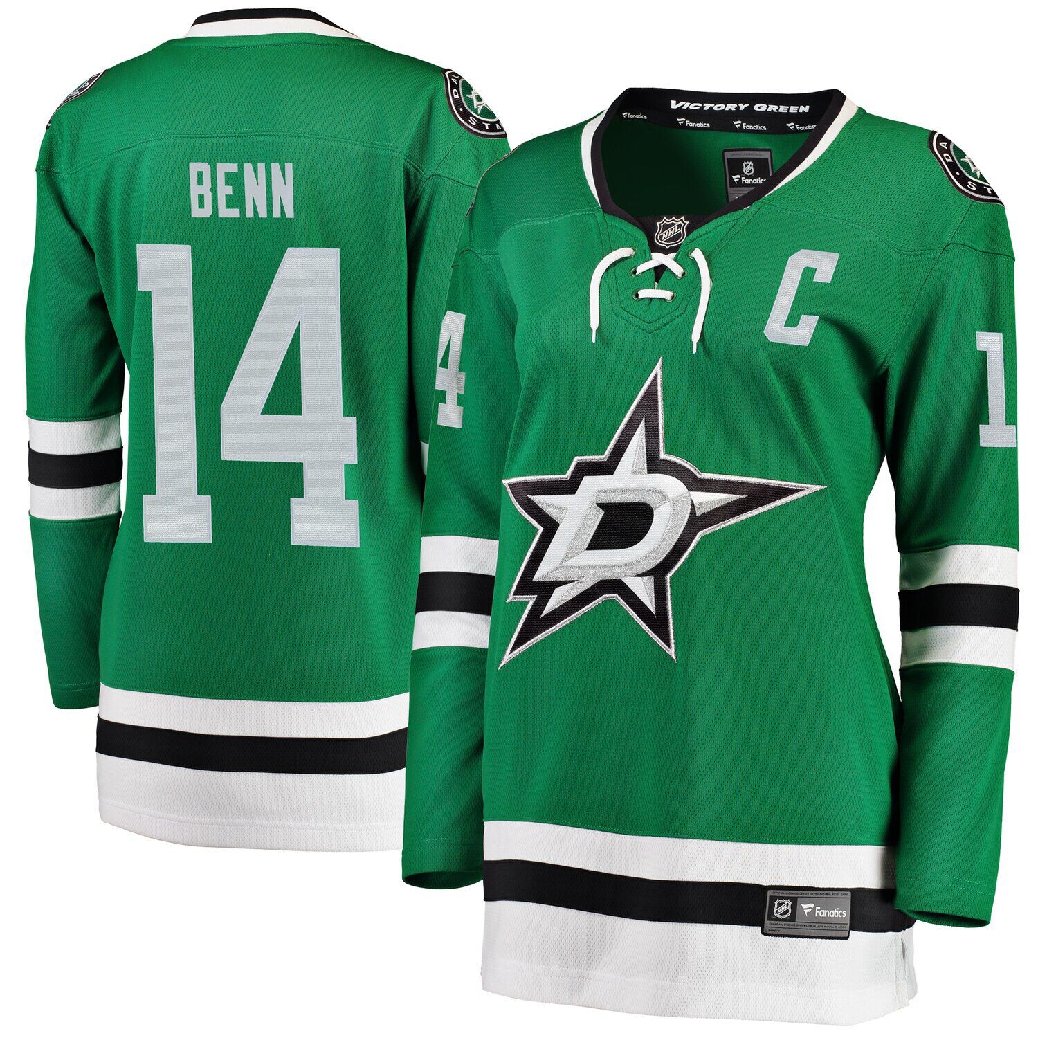 

Женская футболка Fanatics с логотипом Jamie Benn Green Home Breakaway Player Fanatics