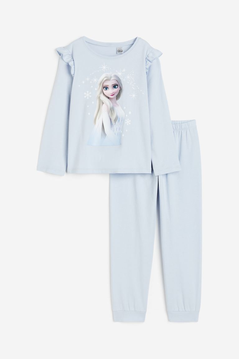 Пижамный комплект H&M Disney Frozen Jersey, 2 предмета, светло-голубой inspire брюки джоггеры из трикотажа бежевый