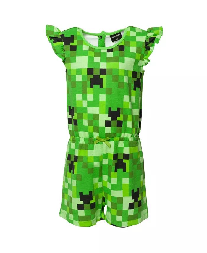 

Комбинезон без рукавов Creeper для девочек, зеленый Minecraft, зеленый