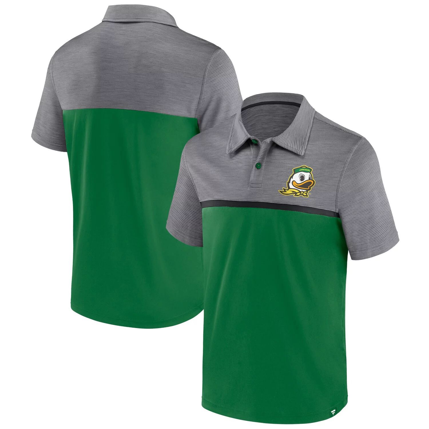 Мужская фирменная зелено-серая футболка-поло Oregon Ducks Fanatics
