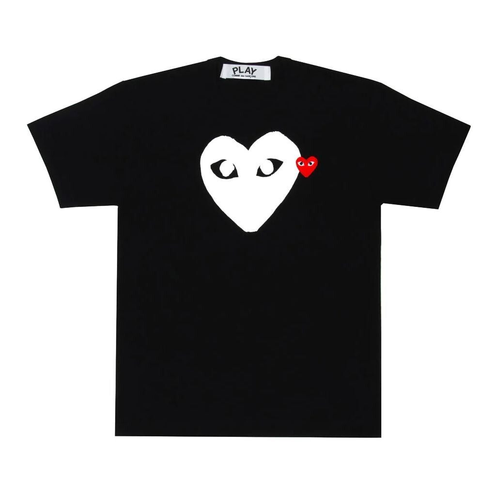 

Черная футболка с большим белым сердцем Comme Des Garcon, черный