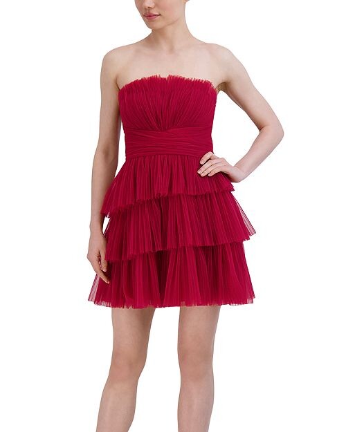 

Мини-платье Eve из тюля без бретелек BCBGMAXAZRIA, цвет Pink